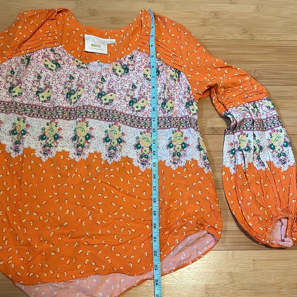 Anthropologie Maeve Ceresco Orange Floral Peasant Blouse NEW - Picture 10 of 10